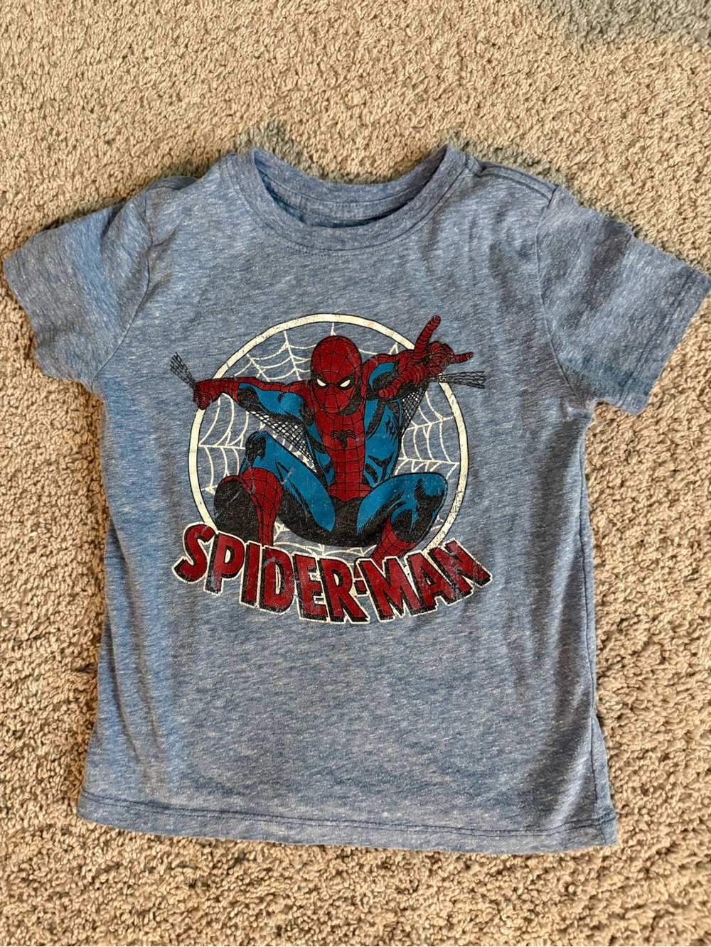 Marvel Spider-Man Blue Heather Tee with Red and Black Graphic
